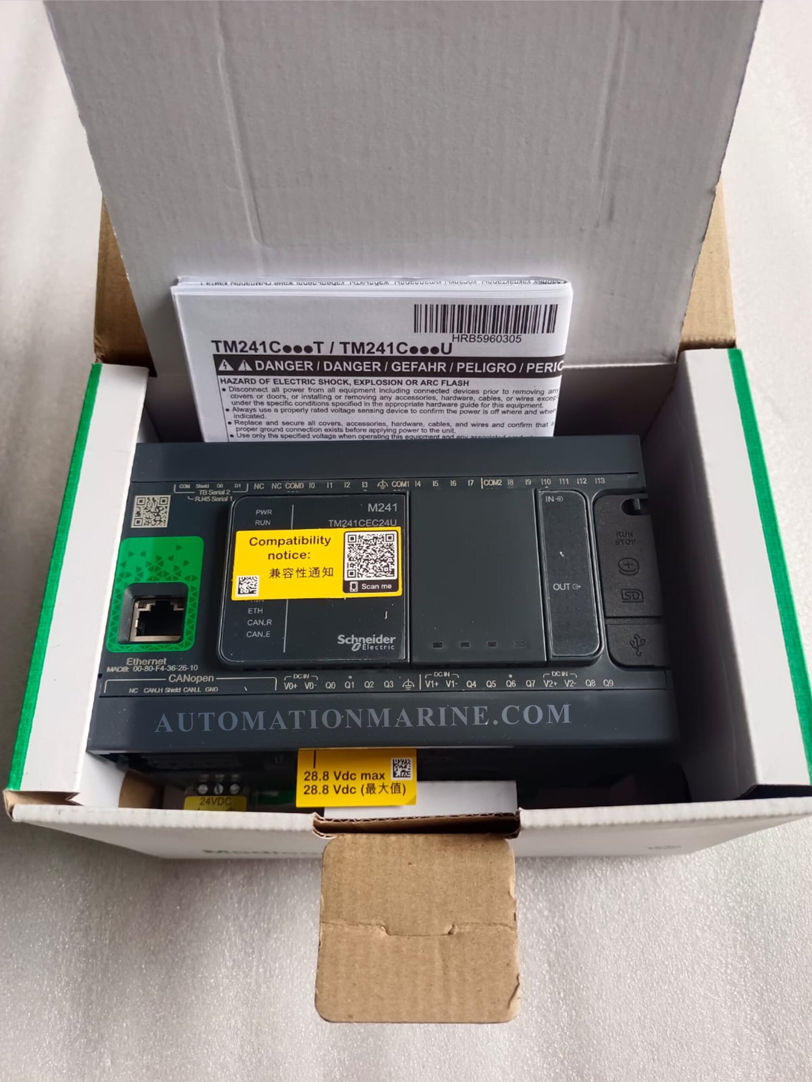 TM241CEC24U SCHNEIDER TM241CEC24U CONTROLLER M241-24IO TR.NPN ETHERNET CAN PLC