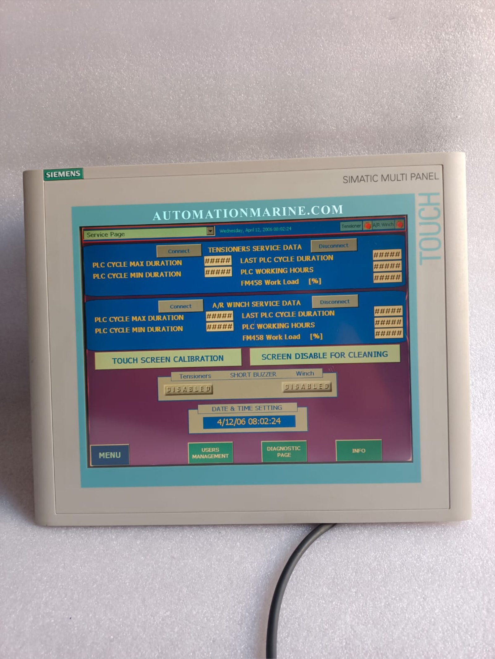 SIEMENS 6AV6545-0DA10-0AX0 SIEMENS MULTI PANEL MP370 TOUCH-12 TFT HMI HUMAN MACHINE INTERFACE (HMI)