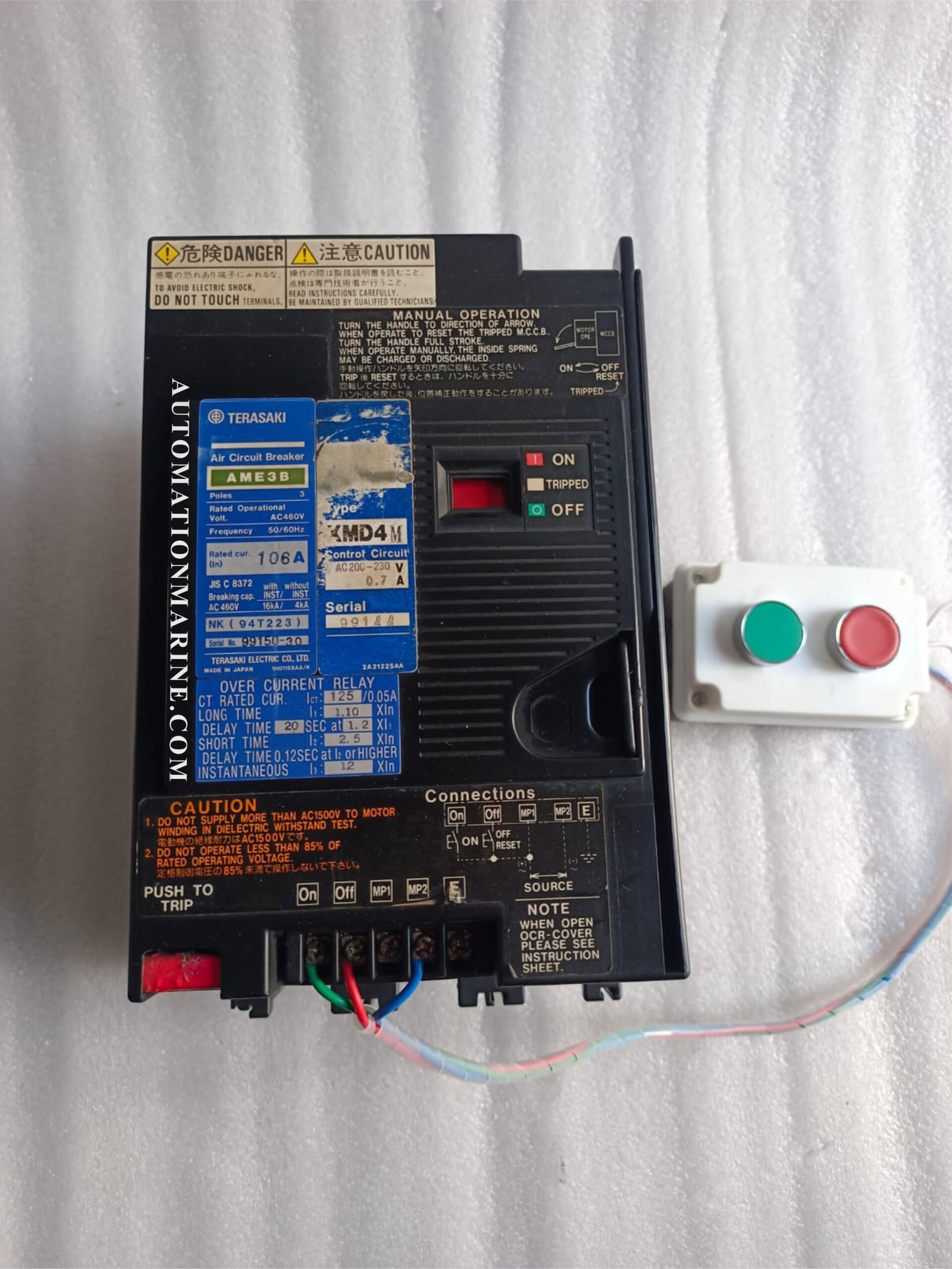 TERASAKI AIR CIRCUIT BREAKER AME3B TERASAKI MOTOR OPERATOR XMD4M 106A AIR CIRCUIT BREAKER (ACB)