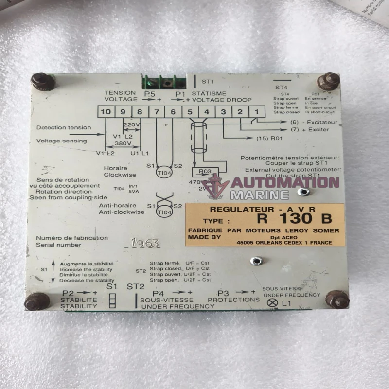 Leroy Somer R 130 B Automatic Voltage Regulator (AVR) – Generator Excitation & Voltage Control Module OTHERS