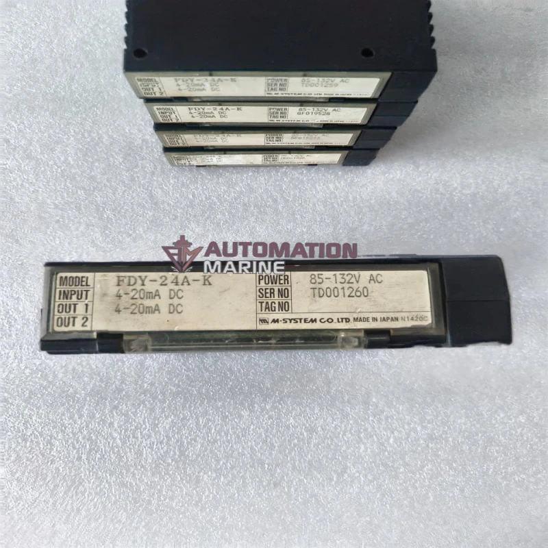 M-SYSTEM FDY-24A-K Current Loop Supply Signal Converter Module 4-20mA DC Input 4-20mA DC Output 85-132VAC MODULE