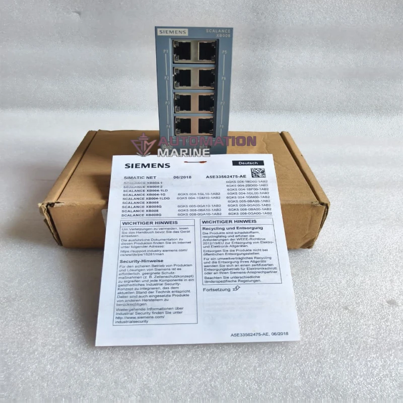 Siemens SCALANCE XB008 Unmanaged Industrial Ethernet Switch 8-Port RJ45 | 6GK5008-0BA10-1AB2 | DIN Rail Mount OTHERS