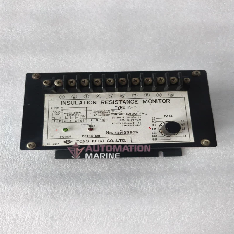 Toyo Keiki IS-3 Insulation Resistance Monitor | Industrial Ground Fault Monitoring Relay | Adjustable 0.01–1.5 MΩ | AC 115V RELAY