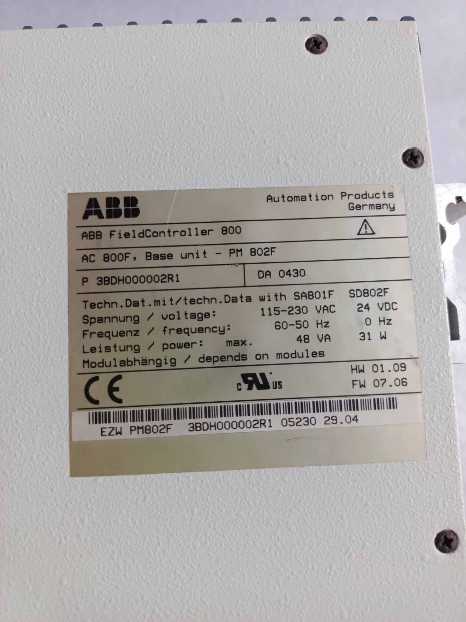 ABB AC800F ABB PM802F ABB EI803F ABB FI830F ABB FI820F ABB SA801F FULL PLC SELL thumbnail 8