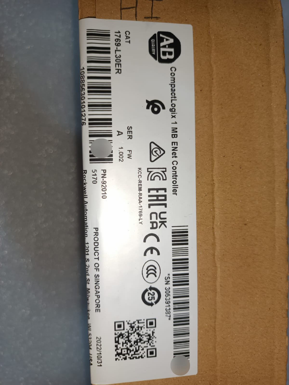 ALLENBRADLEY 1769-L30ER ALLEN-BRADLEY 1769L30ER COMPACT LOGIX 1MB ENET CONTROLLER thumbnail 9