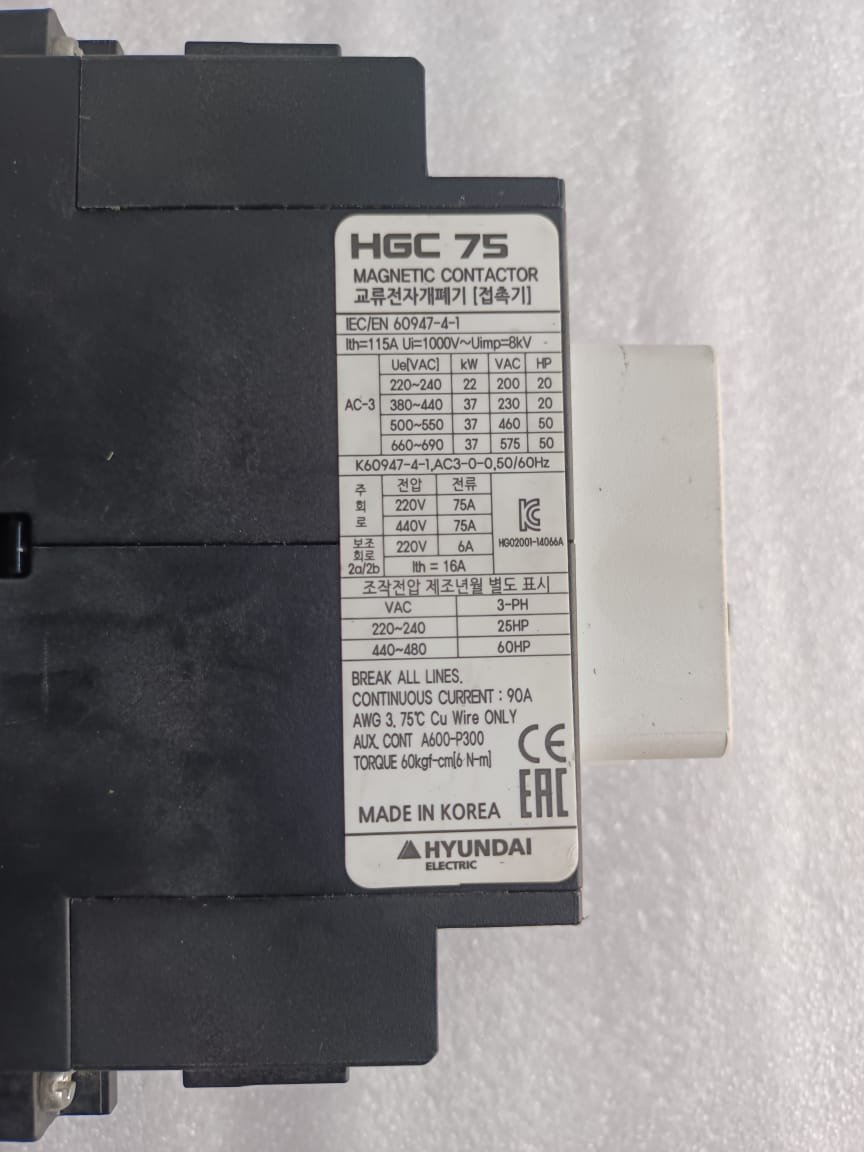 HYUNDAI HGC75 MEGNETIC CONTACTOR HYUNDAI HGC 75 thumbnail 9