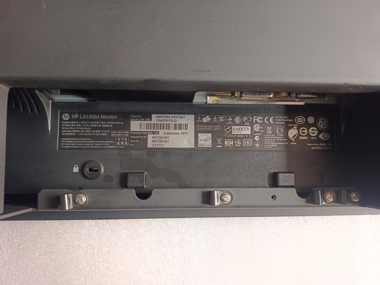 MARINER SYSTEMS MS1160 HP LA1956X MONITOR A9S75AAA9S75AT thumbnail 10