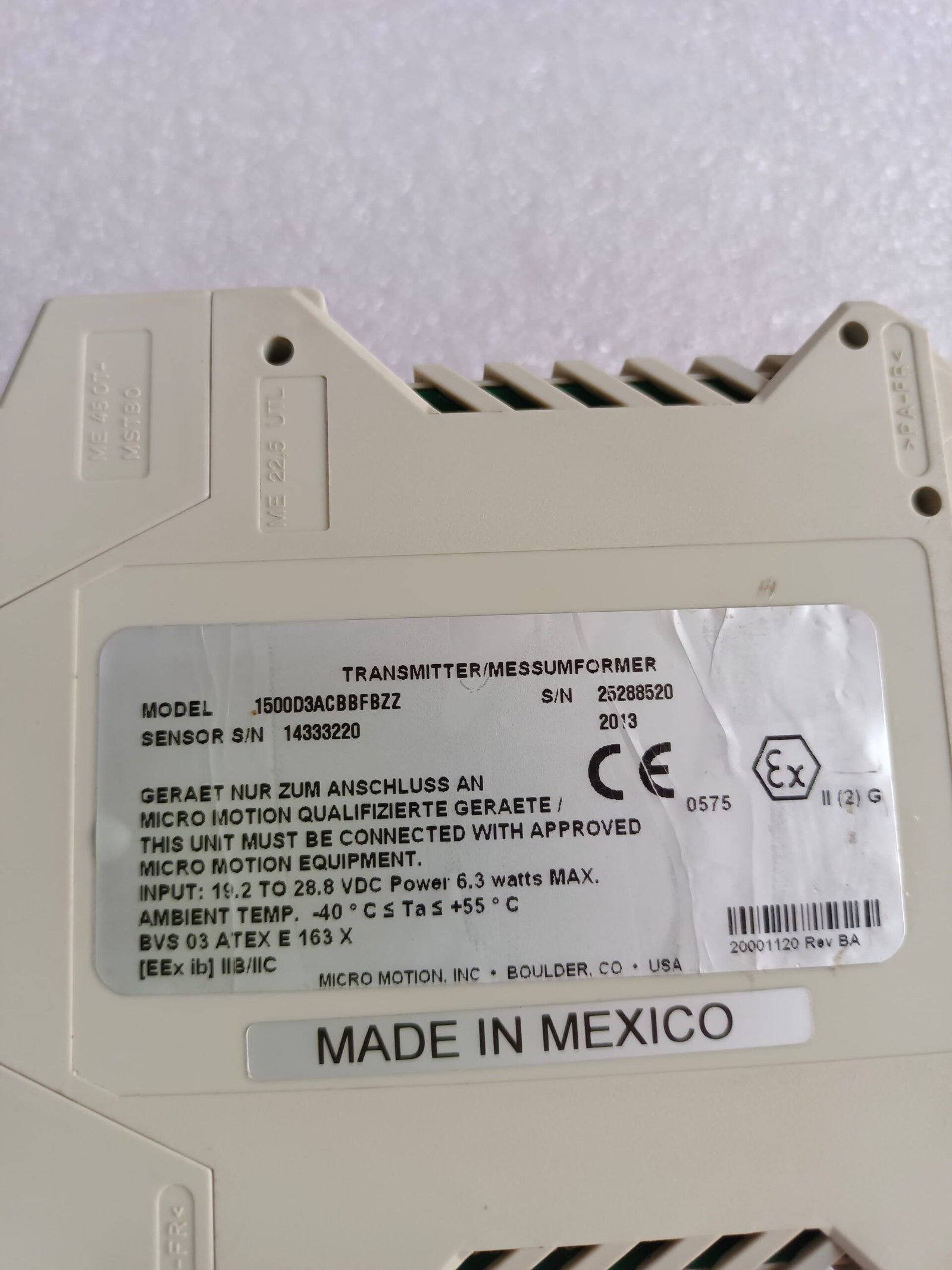 MICRO MOTION MMI-20012294 MICRO MOTION 1500D3ACBBFBZZ MICRO MOTION 20000742 thumbnail 6