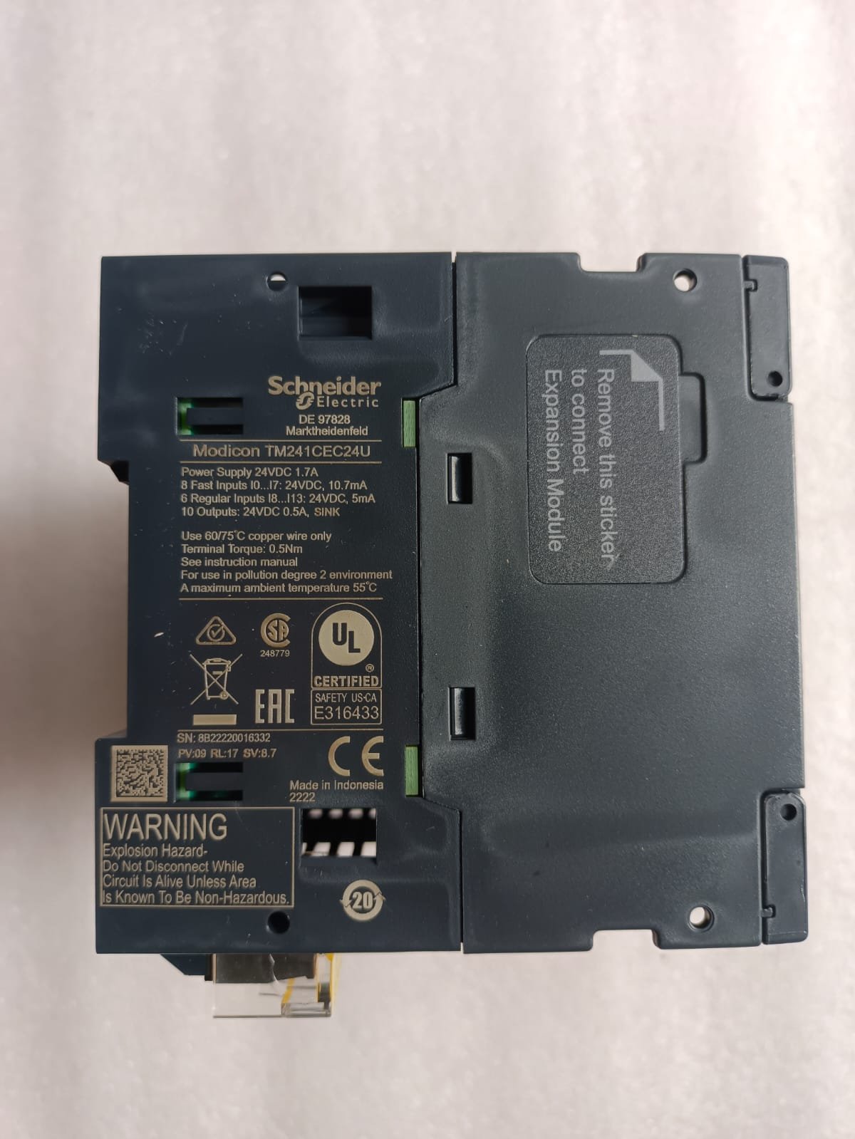 TM241CEC24U SCHNEIDER TM241CEC24U CONTROLLER M241-24IO TR.NPN ETHERNET CAN thumbnail 10