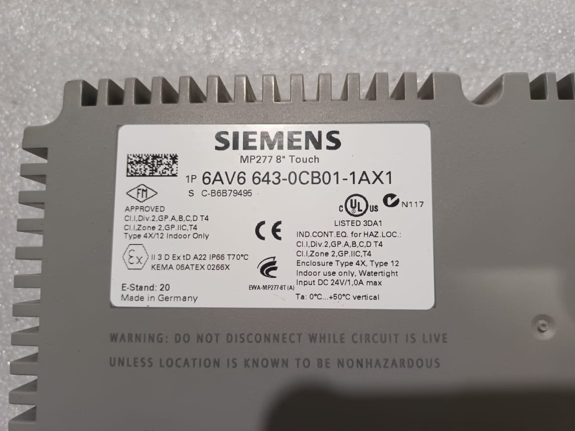 SIEMENS 6AV6643-0CB01-1AX1 SIEMENS MP277 8" SIMATIC MULTI PANEL TOUCH HMI thumbnail 10
