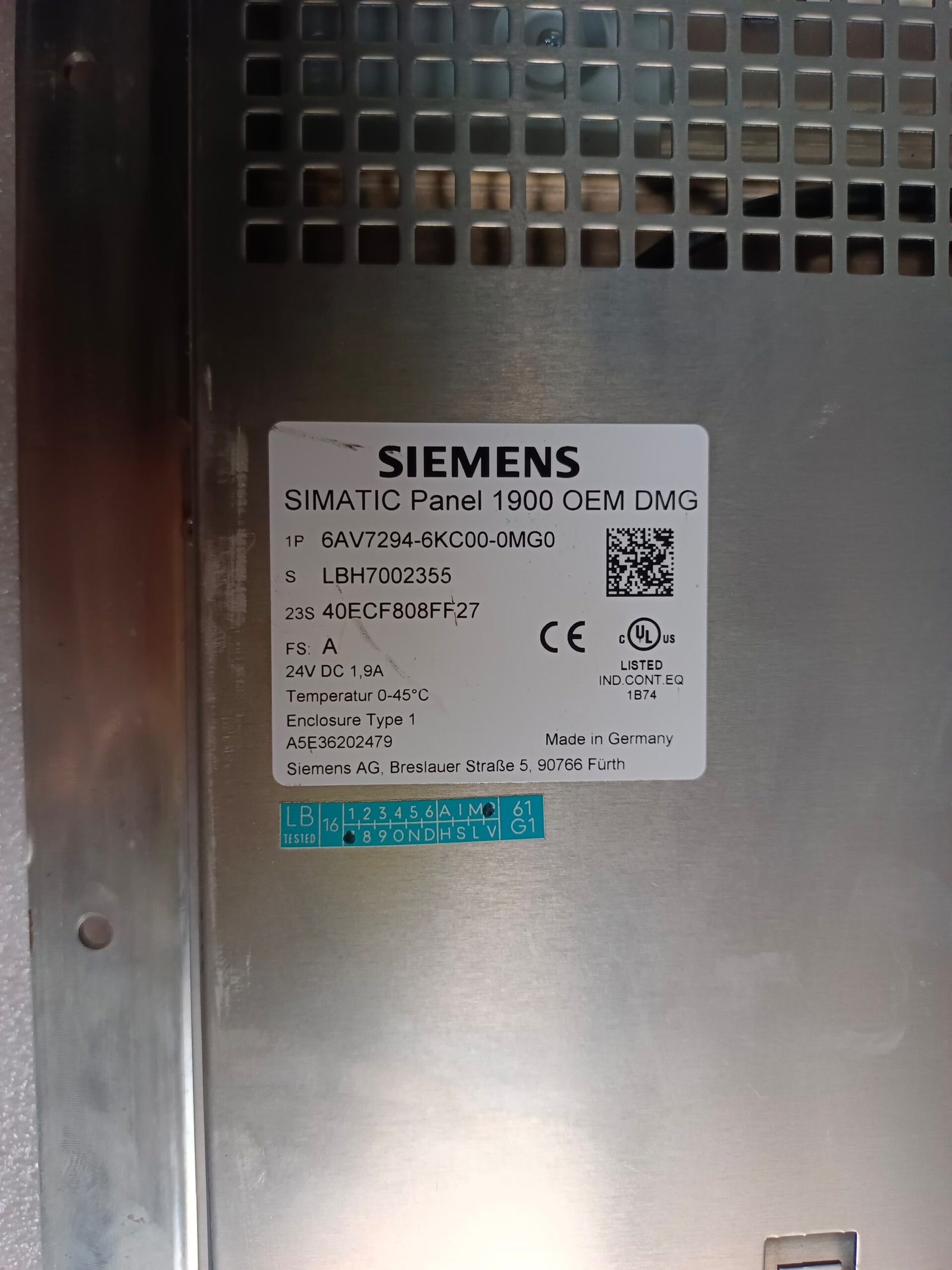 SIEMENS 6AV7294-6KC00-0MG0 SIEMENS SIMATIC PANEL 1900 OEM DMG thumbnail 5