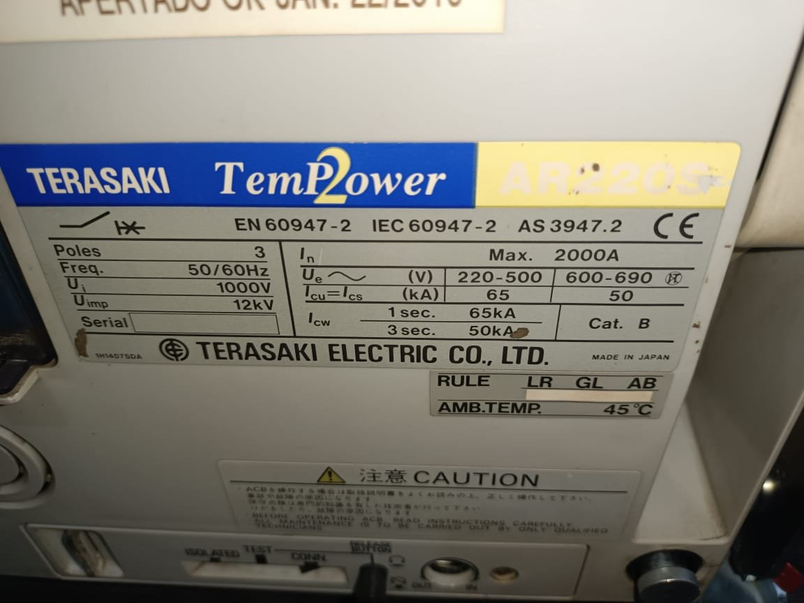 TERASAKI AR220S AIR CIRCUIT BREAKER TERASAKI TEMPOWER2 AR220S thumbnail 3