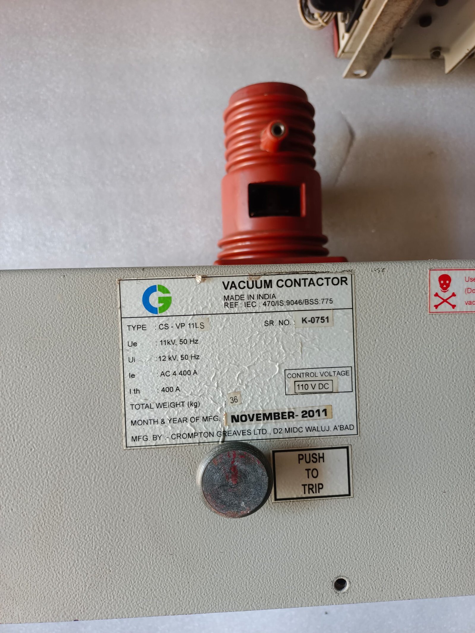 CS-VP 11LS VACUUM CONTACTOR CSVP11LS 400AMP 12KV VACUUM CONTACTOR thumbnail 7