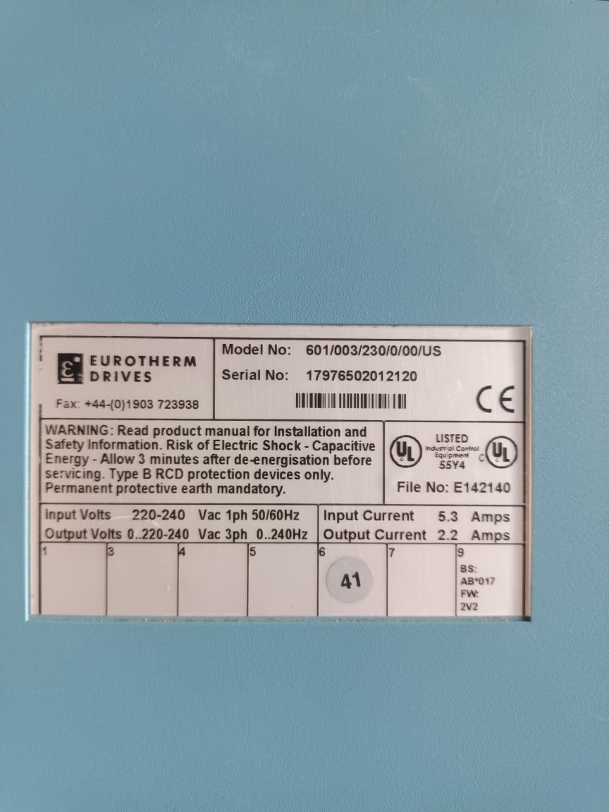 601/003/230/0/00US EUROTHERM AC DRIVE 2.2AMP thumbnail 4