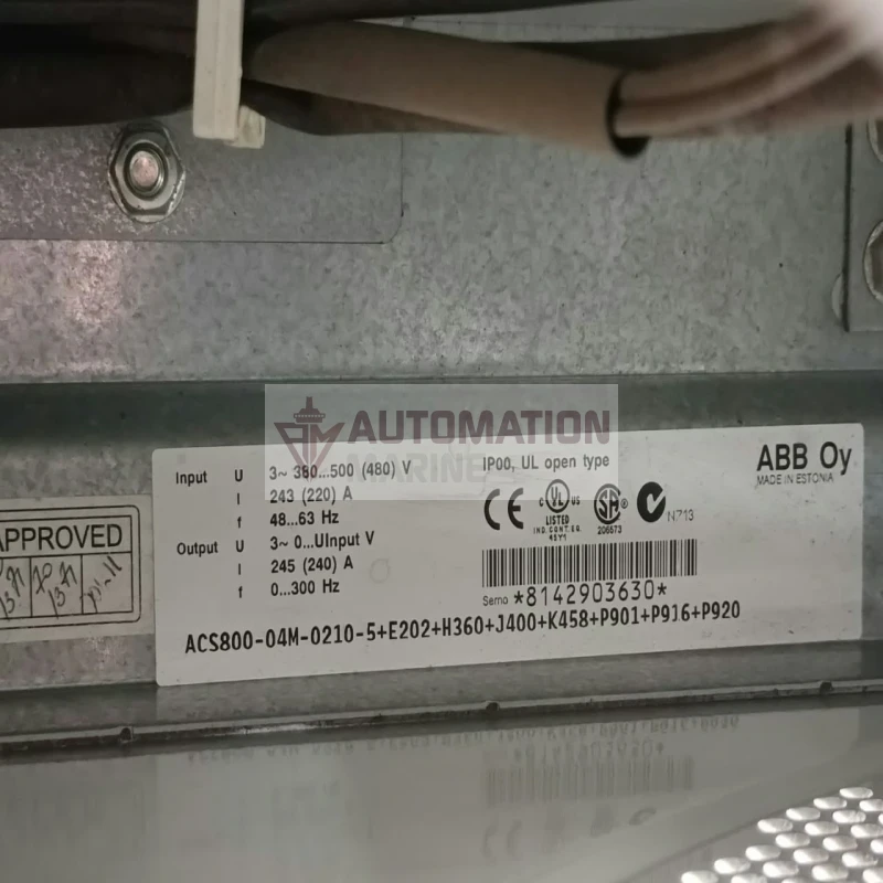 ABB ACS800-04M-0210-5 Industrial AC Drive Module (160 kW, 245A, 380-500V, IP00 UL Open Type) with Factory Configured Hardware Options (+E202+H360+J400+K458+P901+P916+P920) thumbnail 7