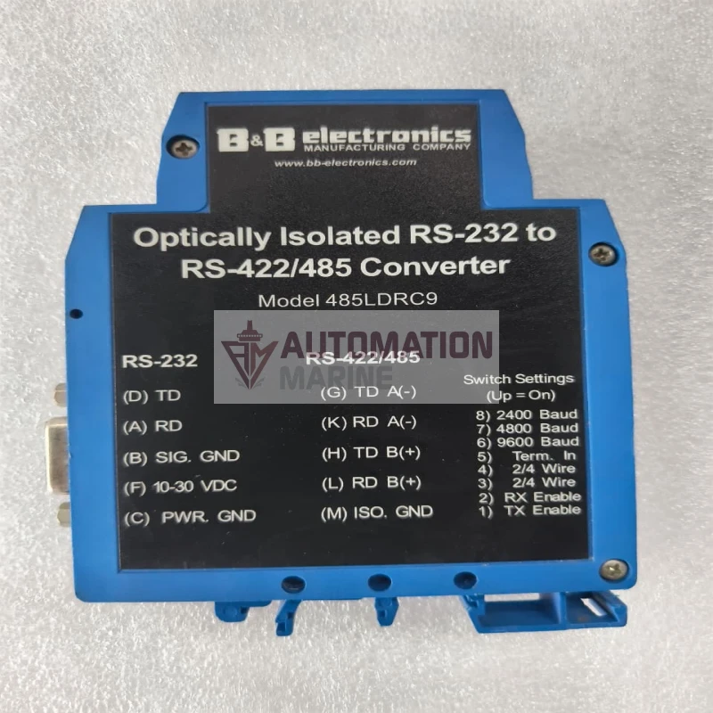 B And B Electronics 485LDRC9 Industrial RS-232 to RS-422/RS-485 Converter | Optically Isolated Serial Communication Converter thumbnail 2