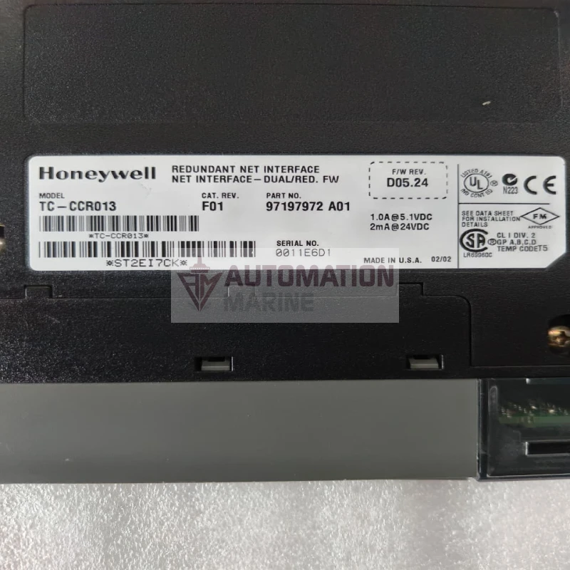 Honeywell TC-CCR013 Redundant Net Interface Module (Part No: 97197972 A01, Cat. Rev: F01) thumbnail 4