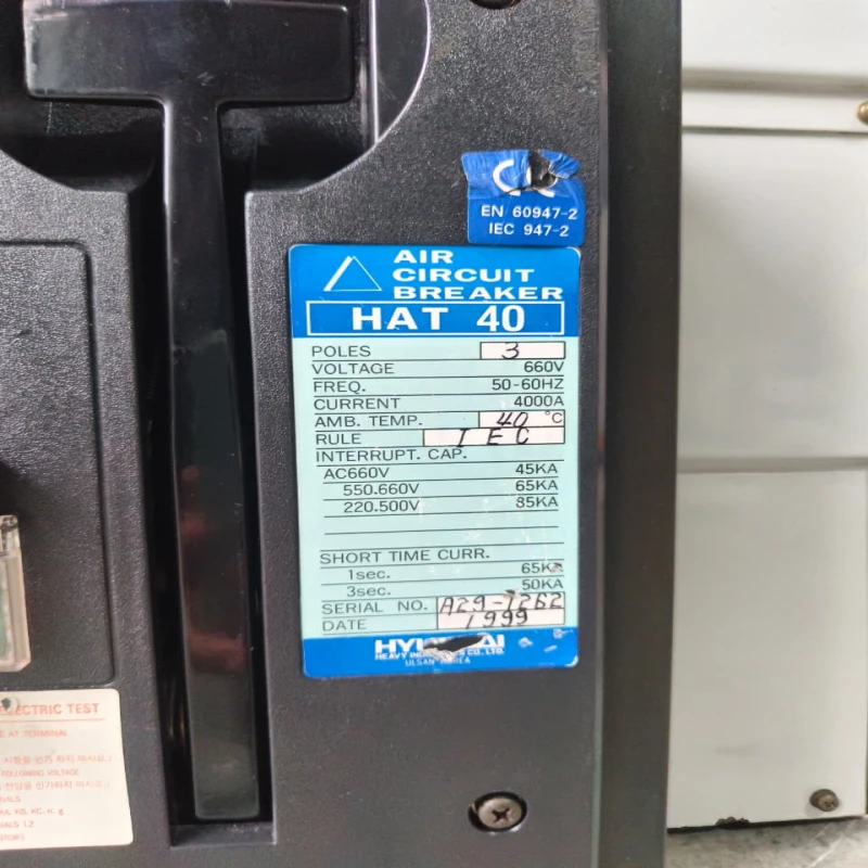 Hyundai HAT40 Air Circuit Breaker ACB | 4000A Low Voltage Air Circuit Breaker | Hyundai Heavy Industries Industrial Power Protection thumbnail 8