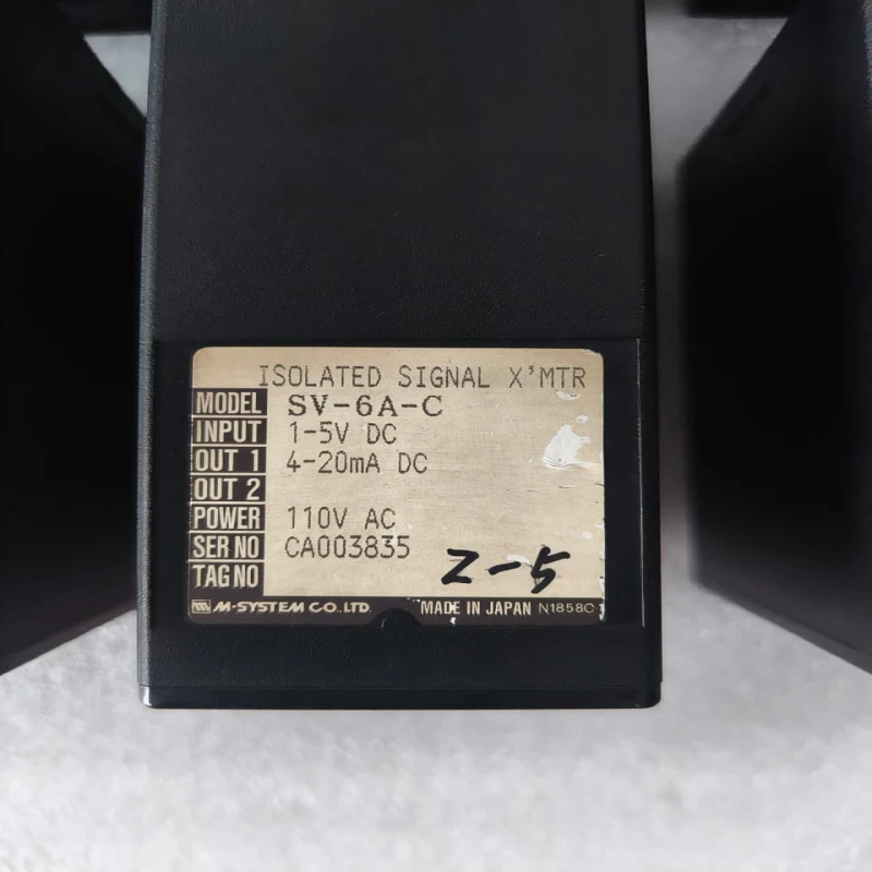 M-SYSTEM SV-6A-C Isolated Signal Transmitter / Signal Isolator, 1-5V DC Input, 4-20mA DC Output, 110V AC thumbnail 2