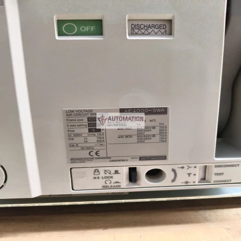 Mitsubishi AE4000-SWA 4000A 4 Pole Air Circuit Breaker (ACB) – Low Voltage Drawout ACB, 600/690V, 75kA thumbnail 6