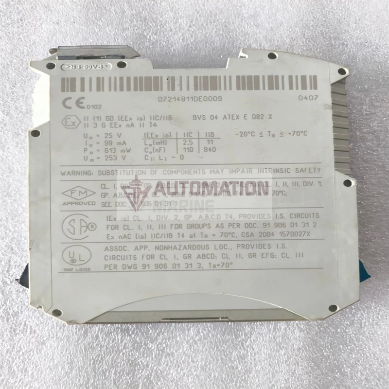 R. STAHL 9167/13-11-00 ISOLATING REPEATER – Loop-Powered Ex i Signal Isolator, 1-Channel, 25V, 99mA thumbnail 7