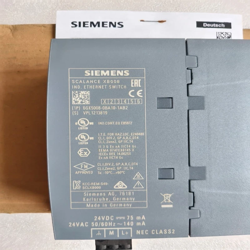 Siemens SCALANCE XB008 Unmanaged Industrial Ethernet Switch 8-Port RJ45 | 6GK5008-0BA10-1AB2 | DIN Rail Mount thumbnail 8