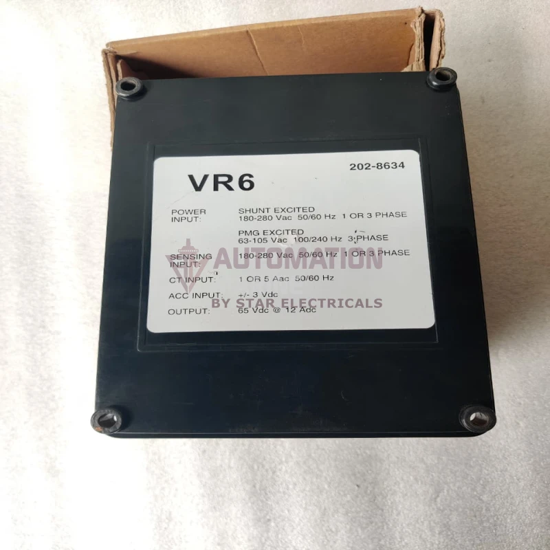 VR6 202-8634 Automatic Voltage Regulator (AVR) – 65 VDC 12A, 180–280 VAC, 1/3 Phase Generator Voltage Regulator thumbnail 5